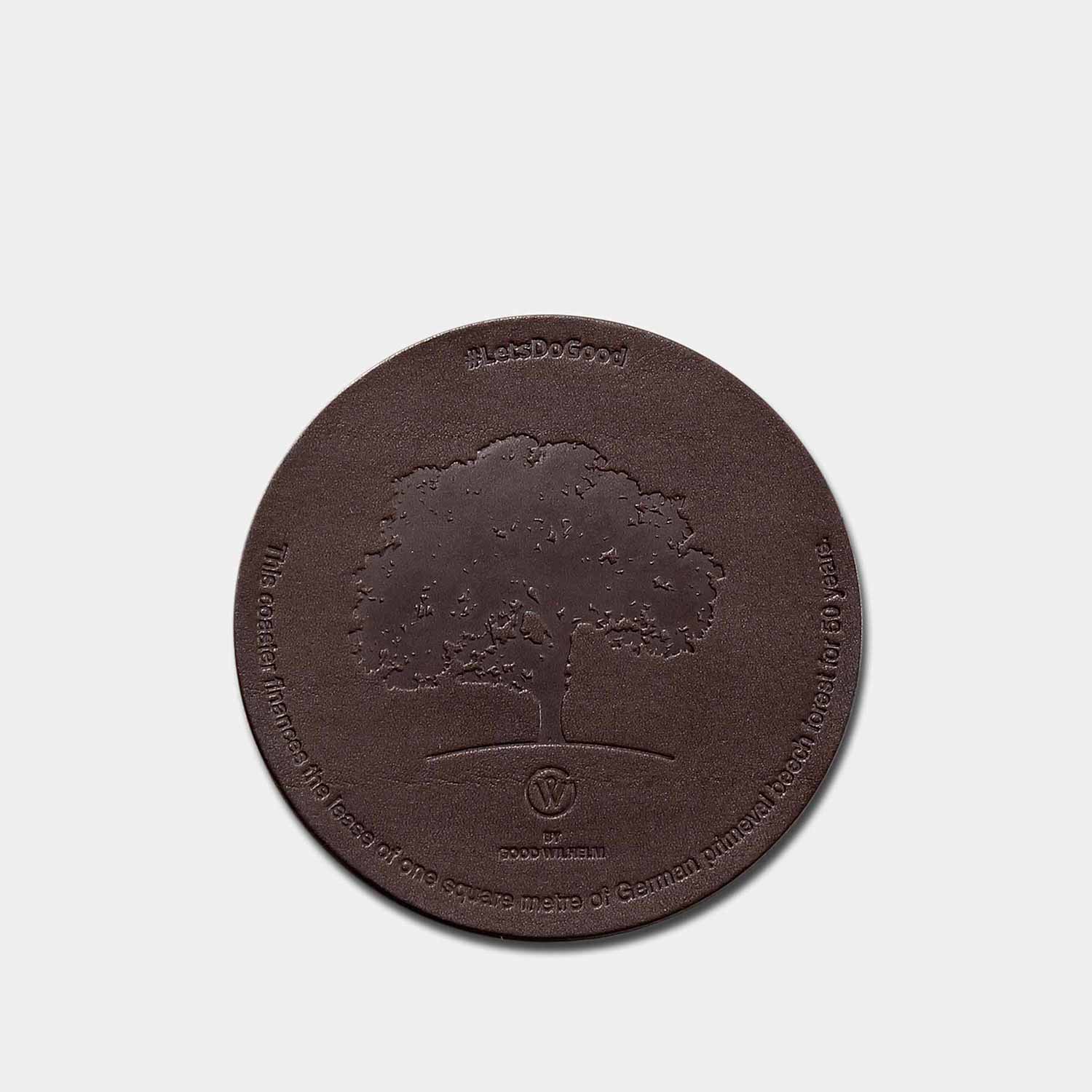 Leder Untersetzer MAX von Goodwilhelm in der Farbe chocolate von oben